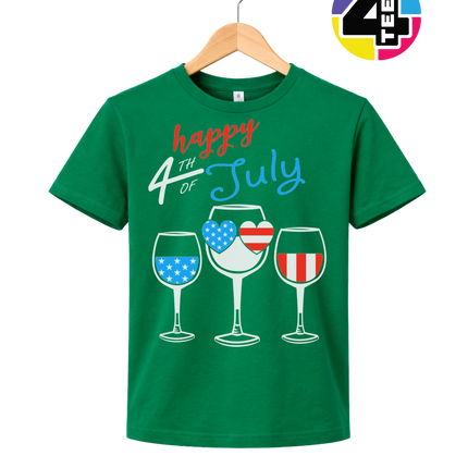 Happy 4th Wine Cheers Youth Tee