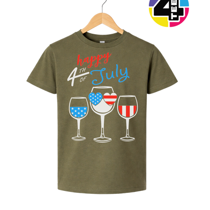 Happy 4th Wine Cheers Youth Tee