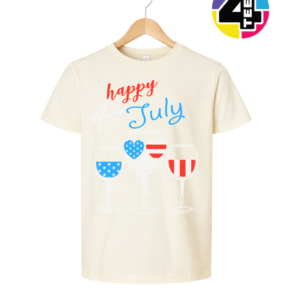 Happy 4th Wine Cheers Youth Tee