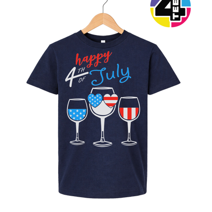Happy 4th Wine Cheers Youth Tee