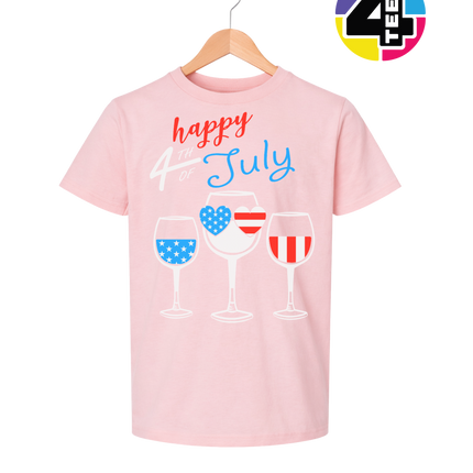 Happy 4th Wine Cheers Youth Tee