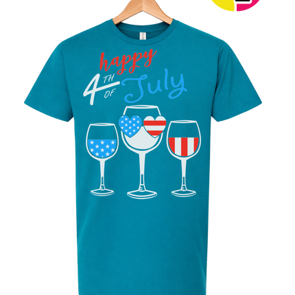 Happy 4th Wine Cheers Tee