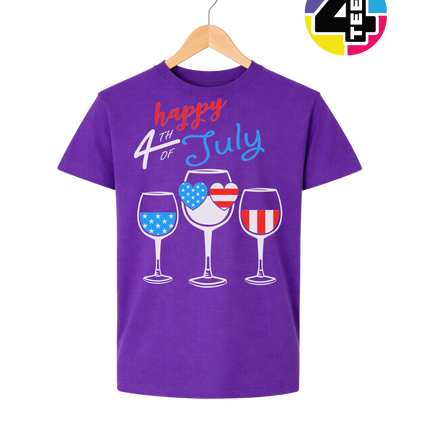 Happy 4th Wine Cheers Youth Tee