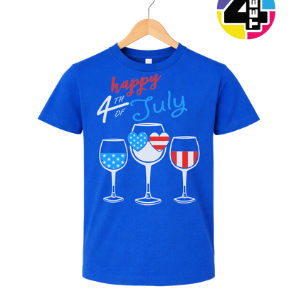 Happy 4th Wine Cheers Youth Tee