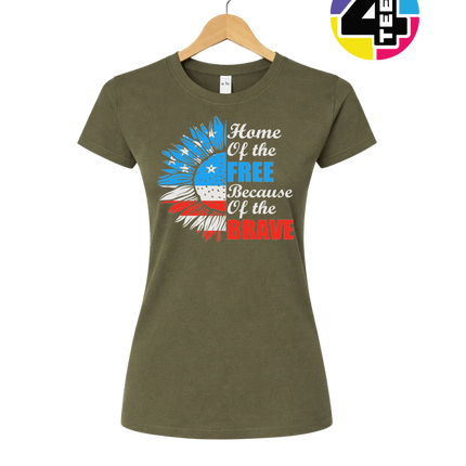 Free Because of the Brave Sunflower Women's Tee