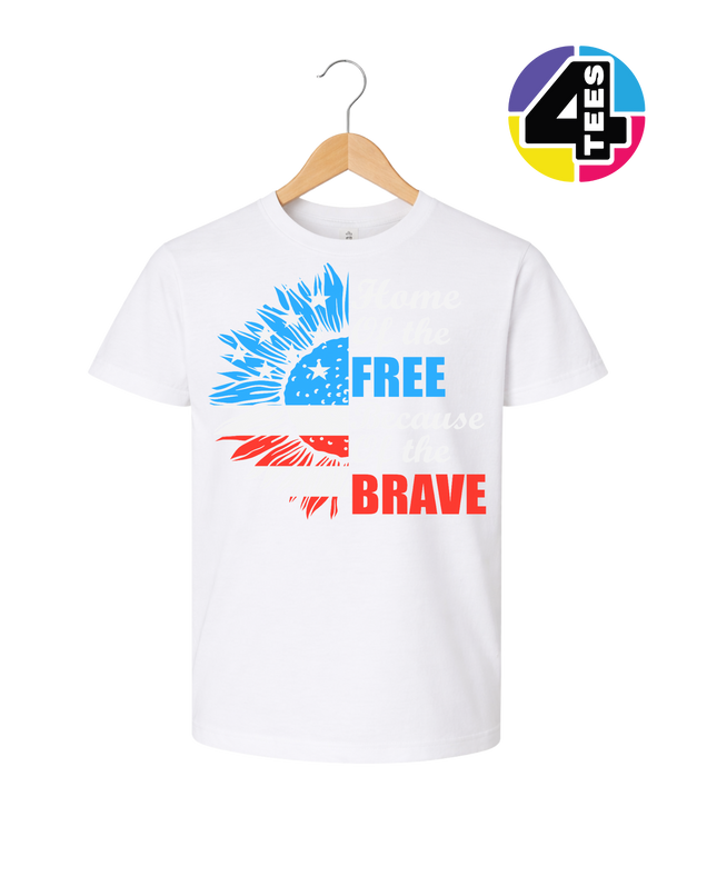 Free Because of the Brave Sunflower Youth Tee