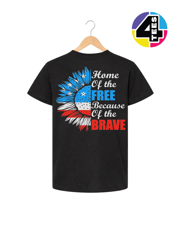 Free Because of the Brave Sunflower Youth Tee
