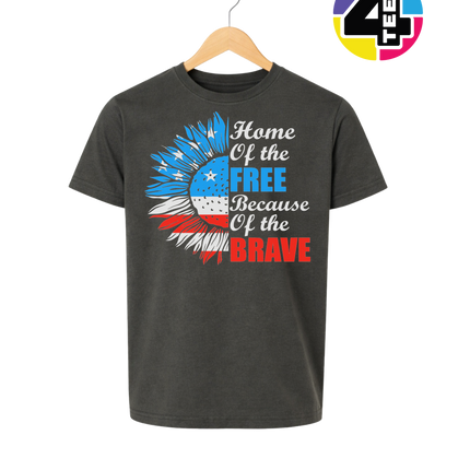 Free Because of the Brave Sunflower Youth Tee