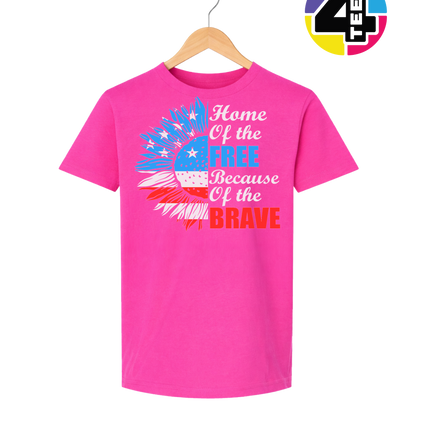 Free Because of the Brave Sunflower Youth Tee