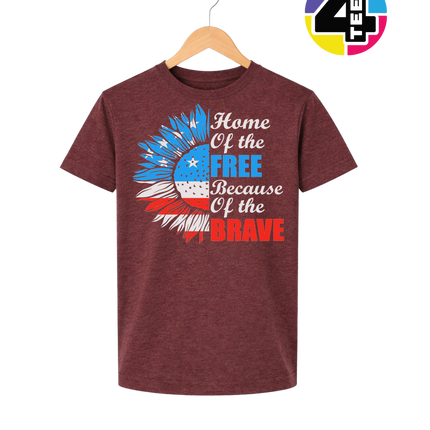 Free Because of the Brave Sunflower Youth Tee