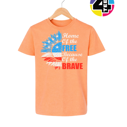 Free Because of the Brave Sunflower Youth Tee