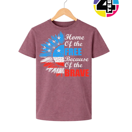 Free Because of the Brave Sunflower Youth Tee