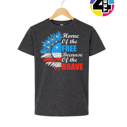 Free Because of the Brave Sunflower Youth Tee