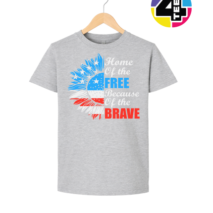 Free Because of the Brave Sunflower Youth Tee