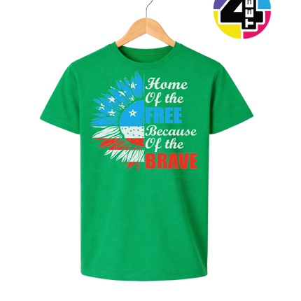 Free Because of the Brave Sunflower Youth Tee
