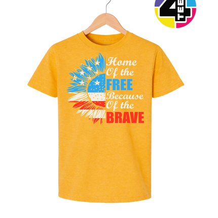 Free Because of the Brave Sunflower Youth Tee