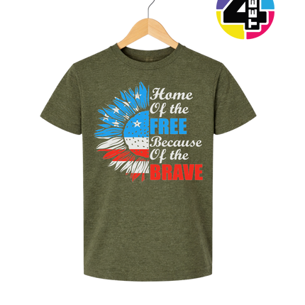 Free Because of the Brave Sunflower Youth Tee
