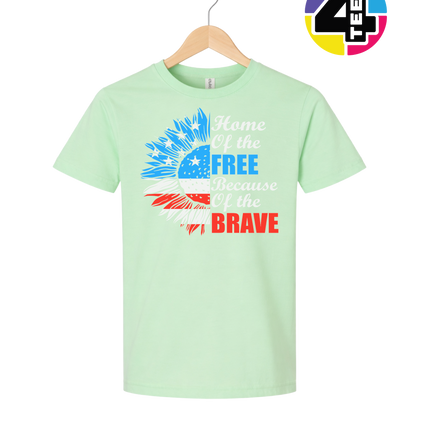 Free Because of the Brave Sunflower Youth Tee