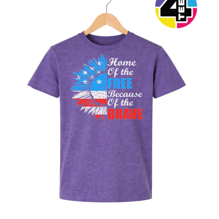 Free Because of the Brave Sunflower Youth Tee