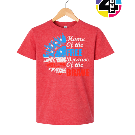 Free Because of the Brave Sunflower Youth Tee