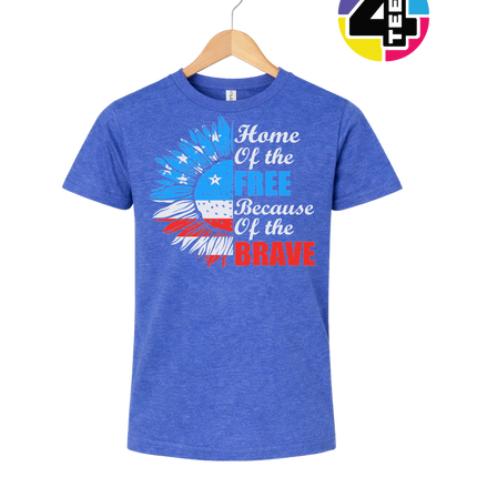 Free Because of the Brave Sunflower Youth Tee