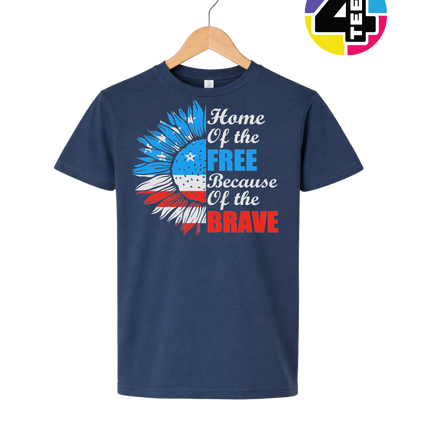 Free Because of the Brave Sunflower Youth Tee
