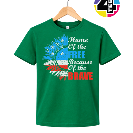 Free Because of the Brave Sunflower Youth Tee