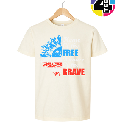 Free Because of the Brave Sunflower Youth Tee