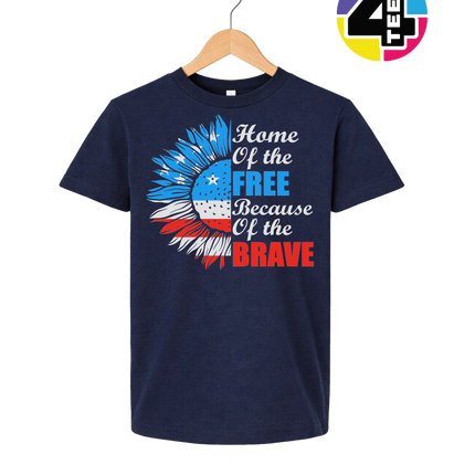 Free Because of the Brave Sunflower Youth Tee