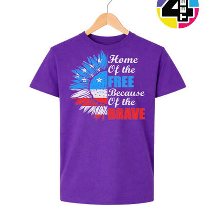 Free Because of the Brave Sunflower Youth Tee
