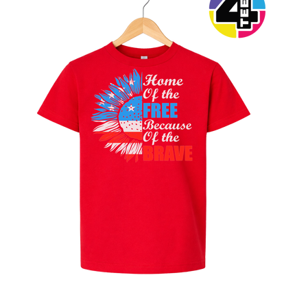 Free Because of the Brave Sunflower Youth Tee