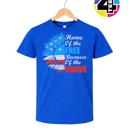Free Because of the Brave Sunflower Youth Tee