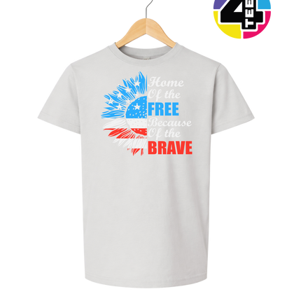 Free Because of the Brave Sunflower Youth Tee