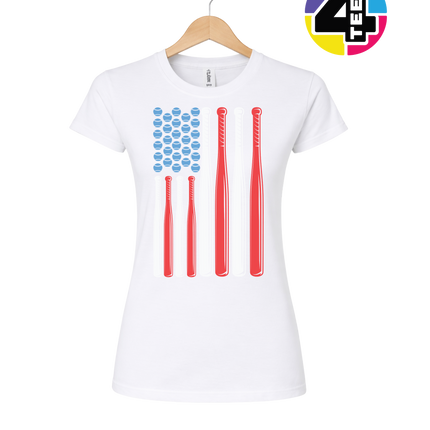Patriotic Baseball Flag Women's Tee