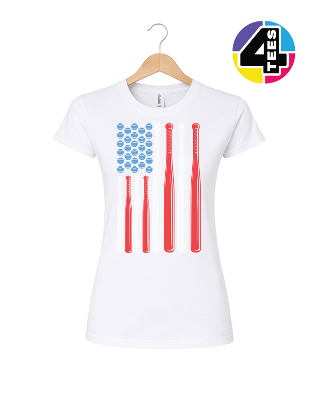 Patriotic Baseball Flag Women's Tee