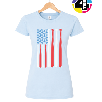 Patriotic Baseball Flag Women's Tee