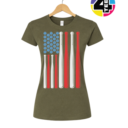 Patriotic Baseball Flag Women's Tee
