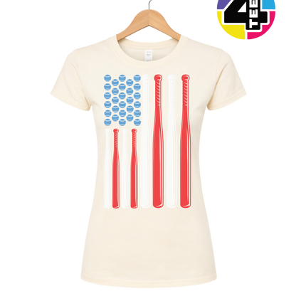 Patriotic Baseball Flag Women's Tee