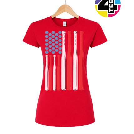 Patriotic Baseball Flag Women's Tee
