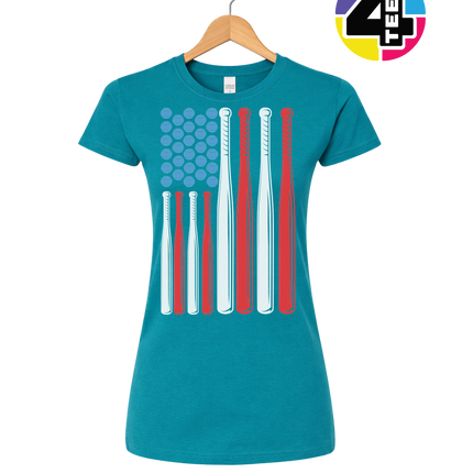 Patriotic Baseball Flag Women's Tee