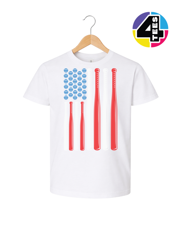 Patriotic Baseball Flag Youth Tee