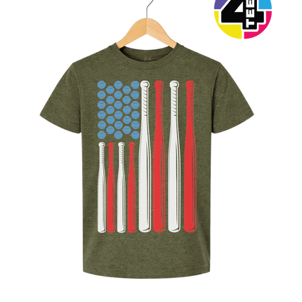 Patriotic Baseball Flag Youth Tee