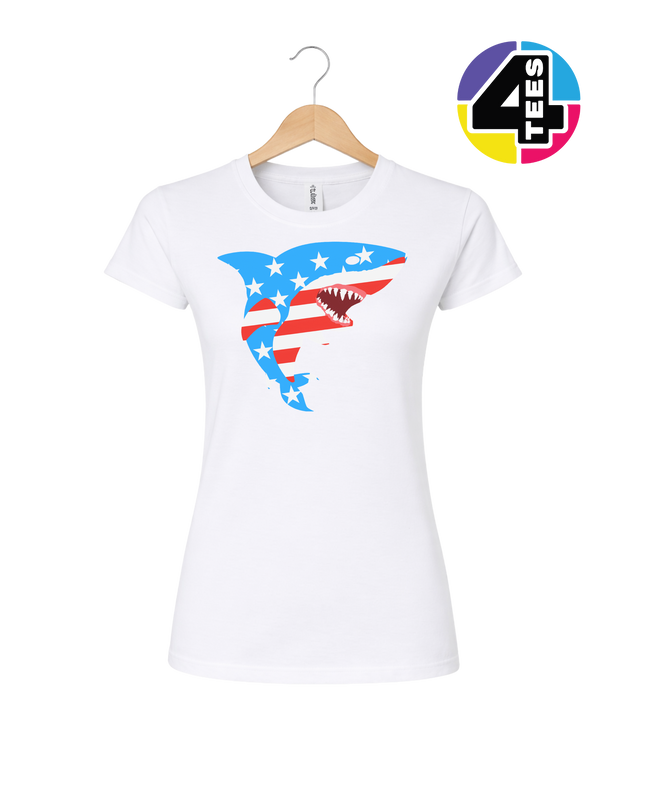 Patriotic Shark Bite Women's Tee