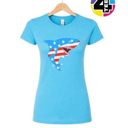 Patriotic Shark Bite Women's Tee
