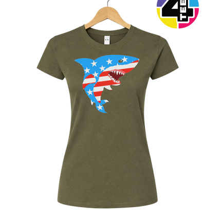 Patriotic Shark Bite Women's Tee
