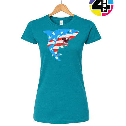 Patriotic Shark Bite Women's Tee