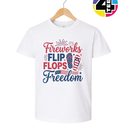 Fireworks Flip Flops Freedom Youth Tee