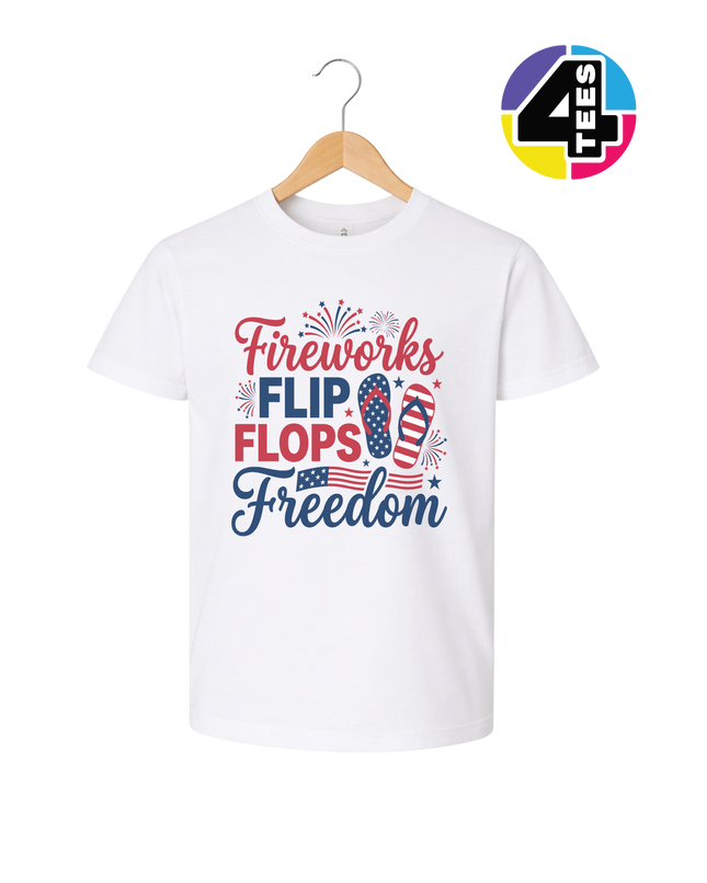 Fireworks Flip Flops Freedom Youth Tee