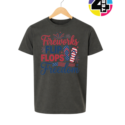 Fireworks Flip Flops Freedom Youth Tee