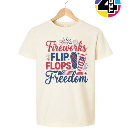 Fireworks Flip Flops Freedom Youth Tee